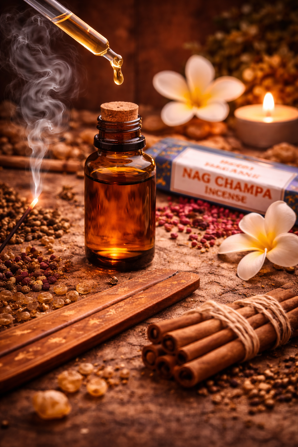Olio essenziale Nag Champa 10 ml - Chakra del Terzo Occhio (6°) - Alza le vibrazioni, pace interiore, equilibrio emotivo