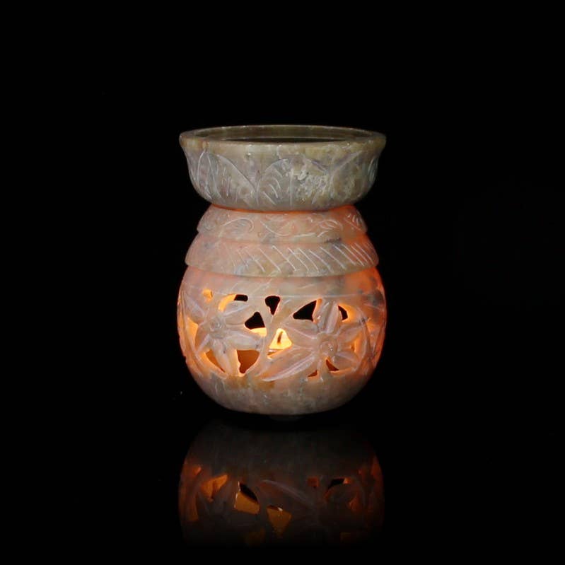 Bruciatore di Essenze in Pietra Ollare Round– Luce, Profumo & Atmosfera