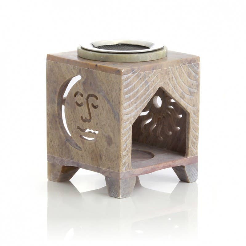 Bruciatore di Essenze in Pietra Ollare Square – Luce, Profumo & Atmosfera